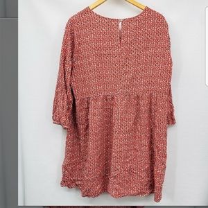 Old Navy Pink Red Blue Floral Printed Ruffle Blouse Tunic XXL